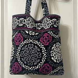 Vera Bradley. Tote Bag.  Black Pink White Gray.